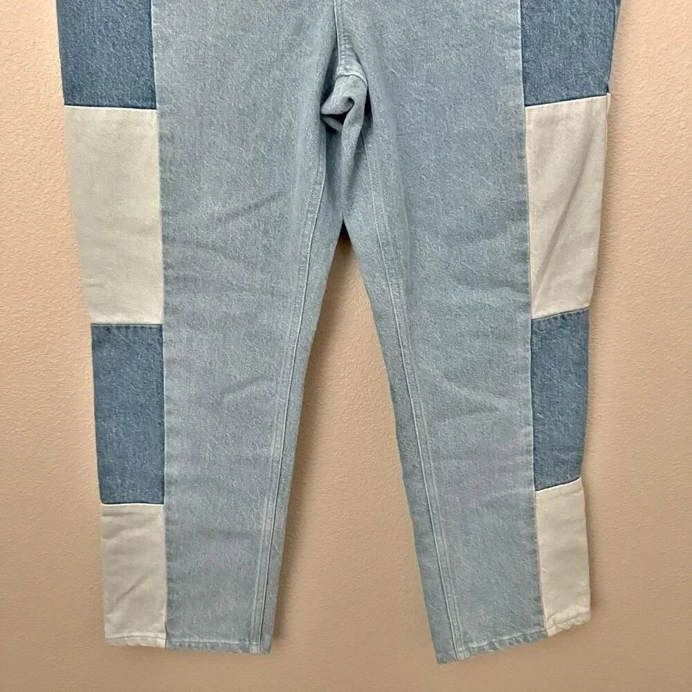 GOOD AMERICAN | Good Icon Patchwork High Waist Jeans Cropped Straight Denim | 14 - Picture 4 of 9
